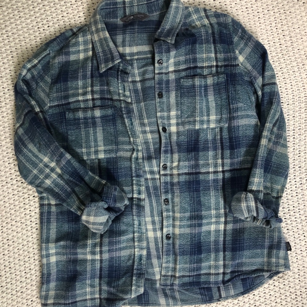 Womens Blue North Face Flannel Button-Down Shirt, sz Large
